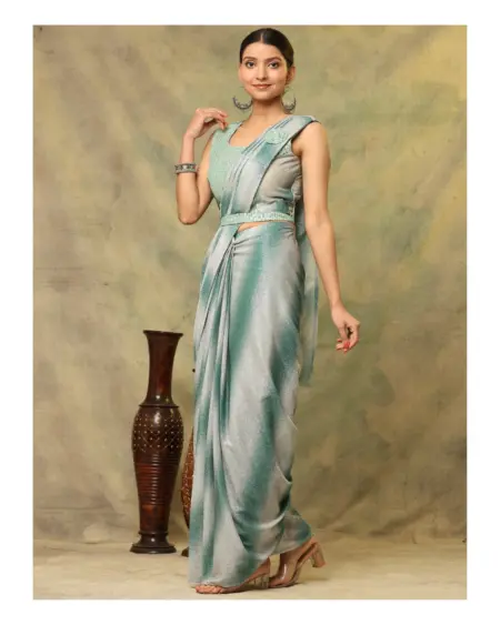 Polyester ready to wear saree with Sequins