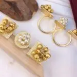 White Pearl Brass Gold Ring