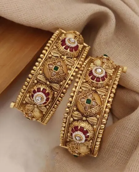 Red and Green Brass Antique Gold Bangles