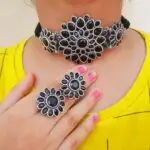 Black stone oxidized choker