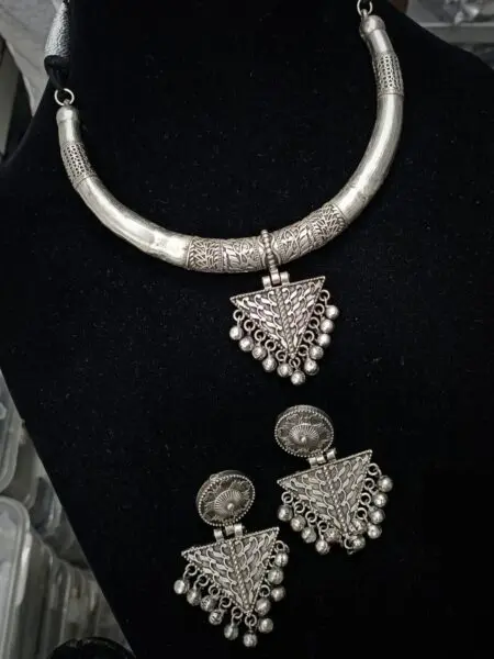 High quality silver Oxidised Necklace Set