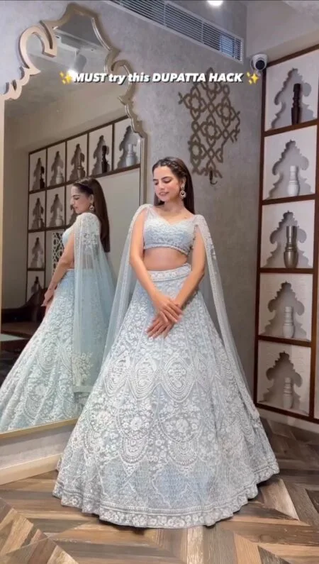 Blue Embroidered Lehenga Set