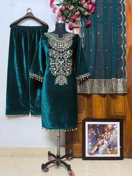 Velvet Kurti Palazzo Set