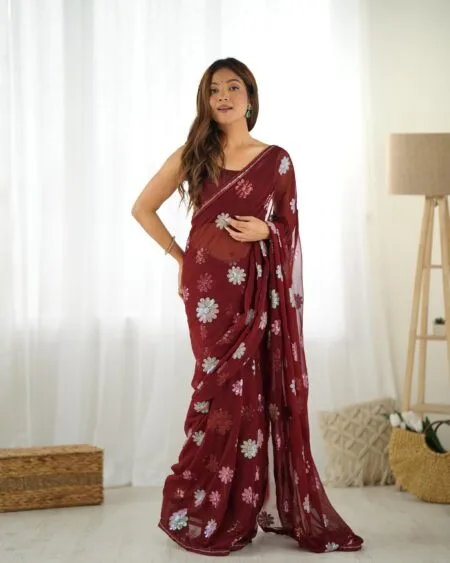 Presenting You Most Beautiful Multi Colour Sequins Saree