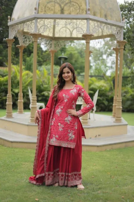 Chinon printed kurti palazzo and duppata seg