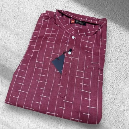 Wine colour Men’s Full Sleeve short kurta with pocket