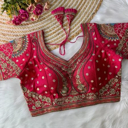 New Beautiful 3D Peacock Heavy Embroidery Work Bridal Blouse