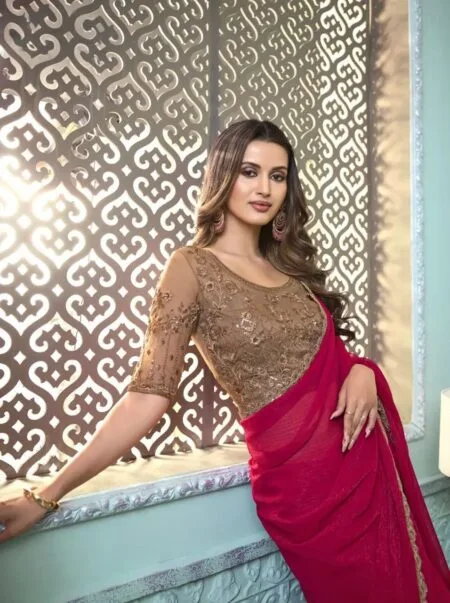 Rainbow Georgette Designer Sarees