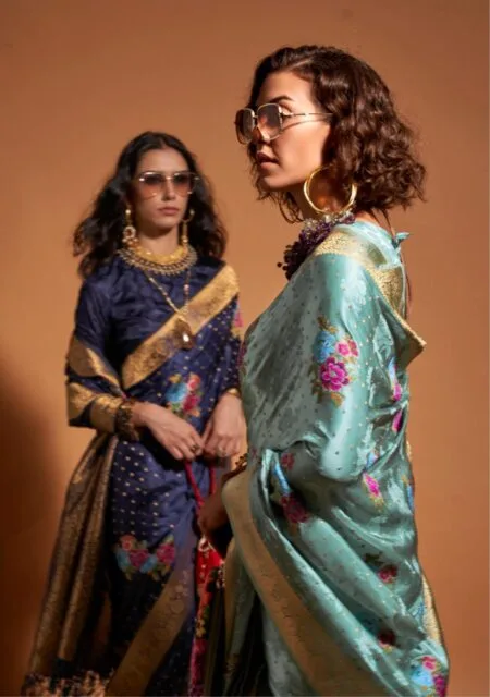 Pure Satin Handloom Weaving Silk saree