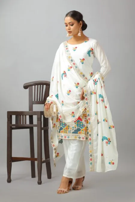 White Silk Full Sleeve Salwar Set