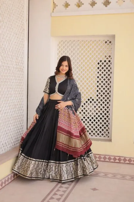 Viscose jacquard lehenga choli with dupatta