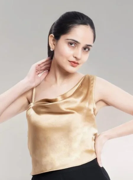 Gold satin top