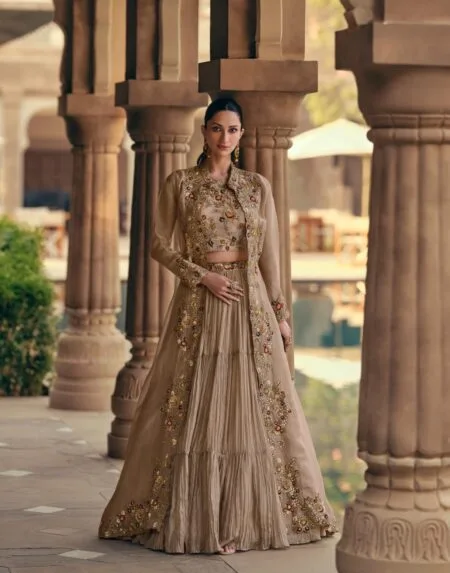 Lehenga choli with long jacket
