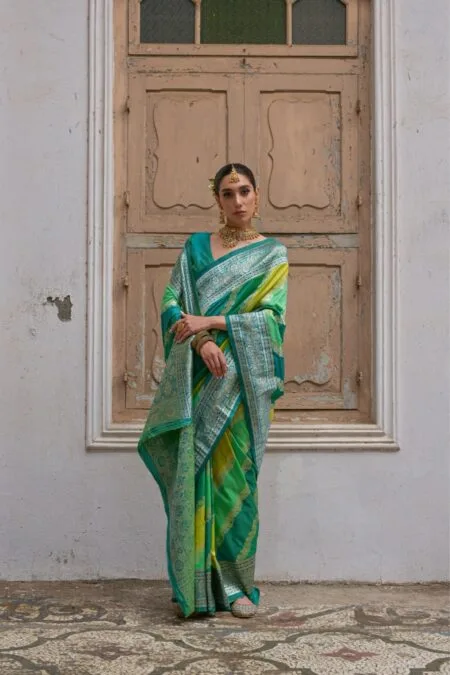 Kadwa style weaving banarasi handloom sik saree