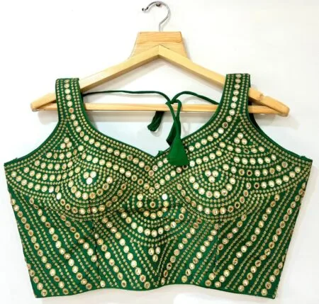 Silk foil mirror and thread work readymade blouse