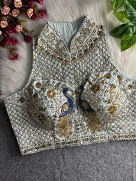 Italian silk handwork halter neck readymade blouse