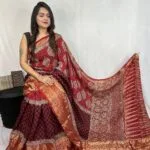 Ajrakh block print vegetable dye saree