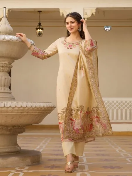 Viscose Assam silk kurta top and pant set