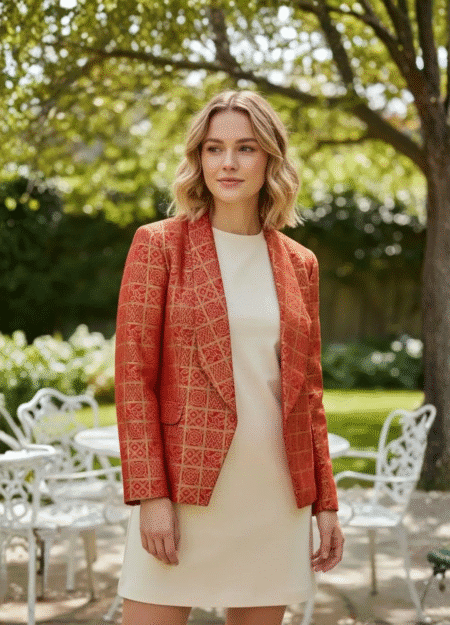 Red Banarasi Silk JacketBlazer