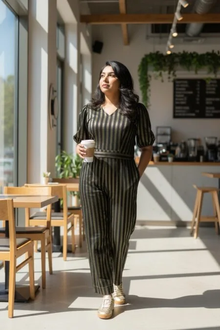Striped black jumpsuit