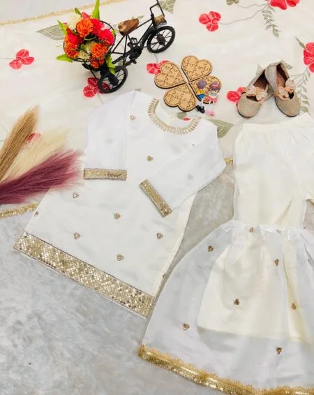 Embroidered sequins sharara set