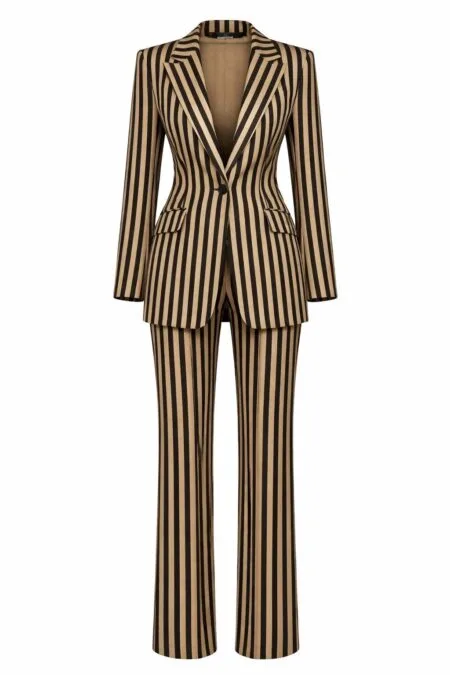 Luxury 2-Piece Striped Power Suit | Tailored Single-Button Blazer & Slim-Fit Trousers