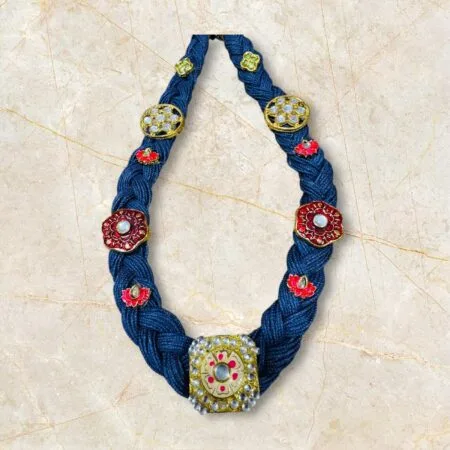 Handcrafted Blue Thread Kundan Necklace – Traditional Statement Choker for Women