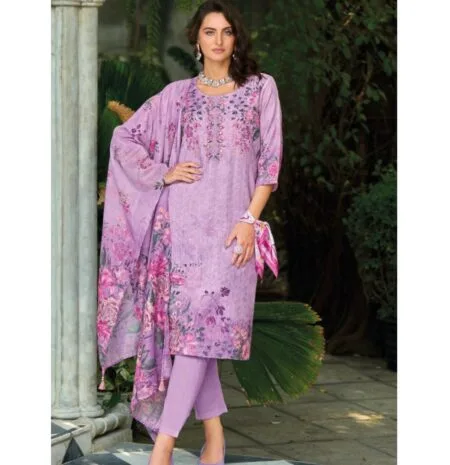 Lavender digital printed kurti pant and dupatta set