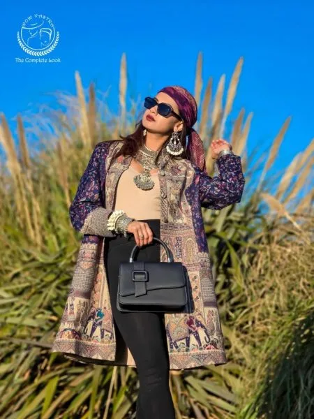 Women’s Hand Woven Rajasthani Wool Jacket, Silk Lined Longline Coat