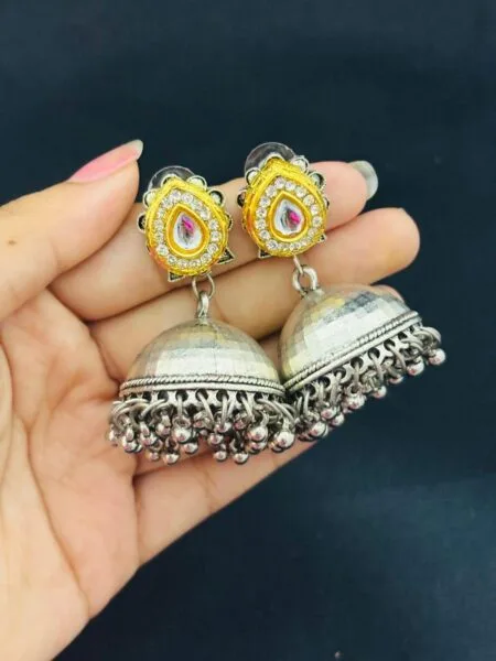 Designer Dual-Tone Oxidized Jhumkas