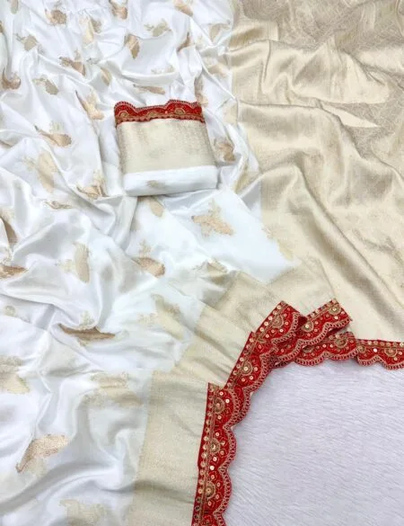 Ready to wear Banarasi Silk Saree with stitched blouse and Banarasi silk Blazer