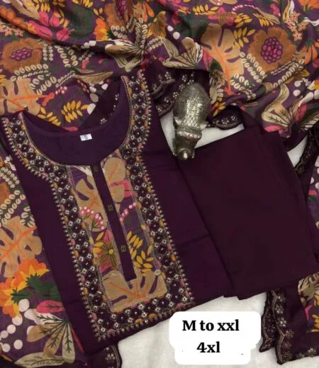Soft Muslin patch work kurti pant and dupatta set