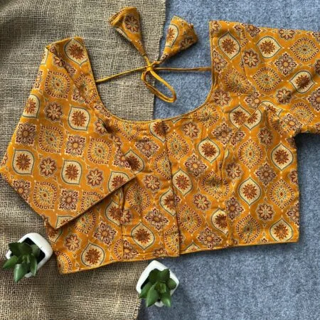 Ajrakh handblock printed cotton readymade blouse
