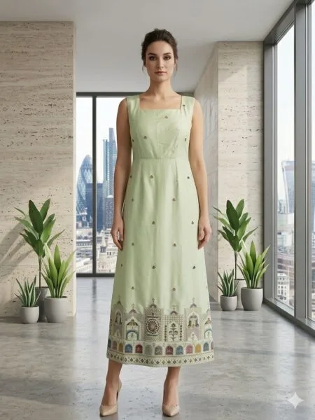 Pastel green satin dress