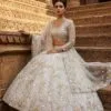 Ivory real mirror work lehenga with sequins embroidery designer lehenga UK