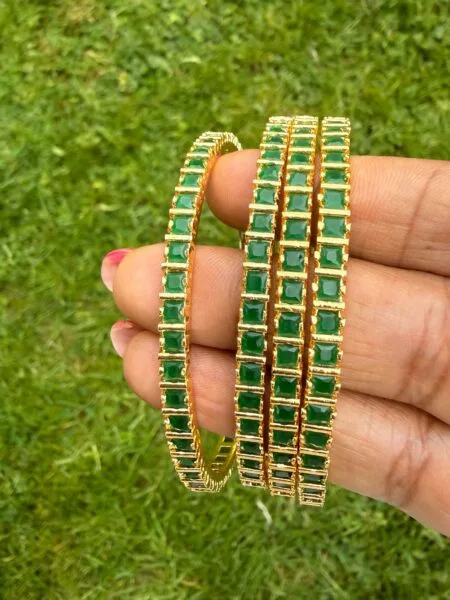Emerald green stone bangles