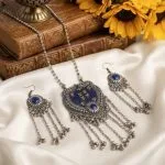 Blue Oxidized necklace and earrings